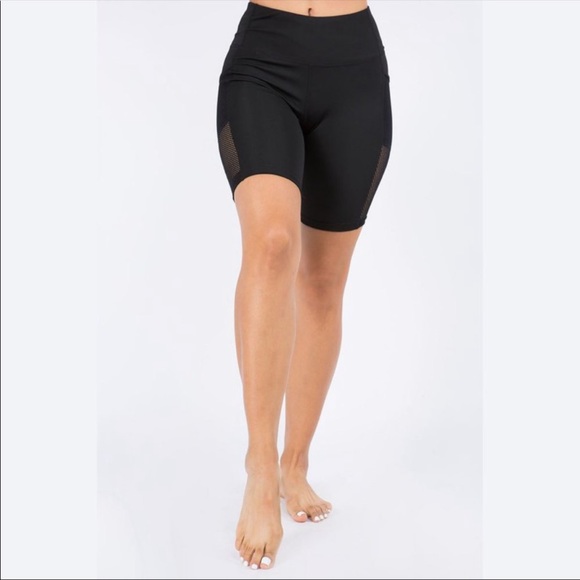 Black Active Wear Biker Short Net Legging - Picture 4 of 9
